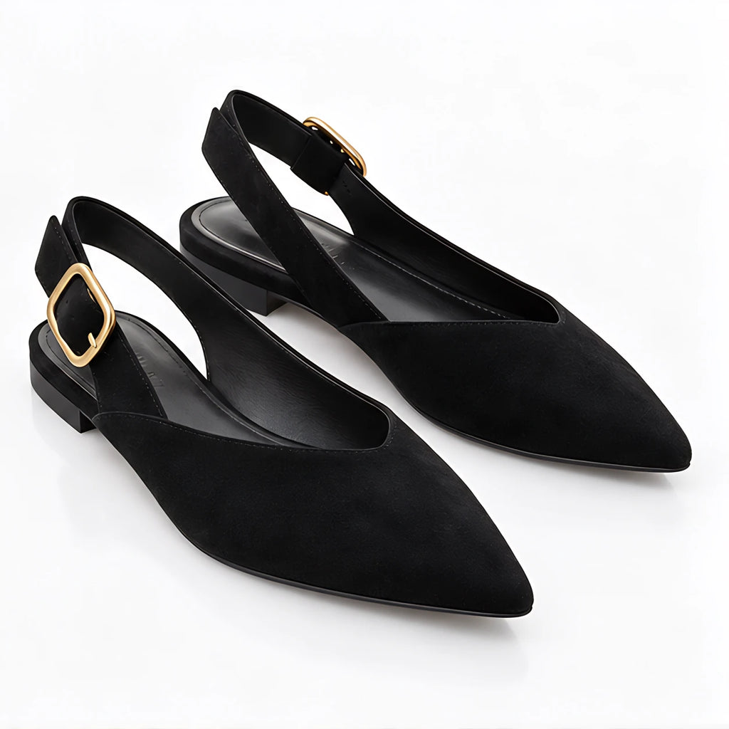 Avensley Women's Pointed-Toe Suede Slingback Flats - Black - wap - Eric Muller - Image 2