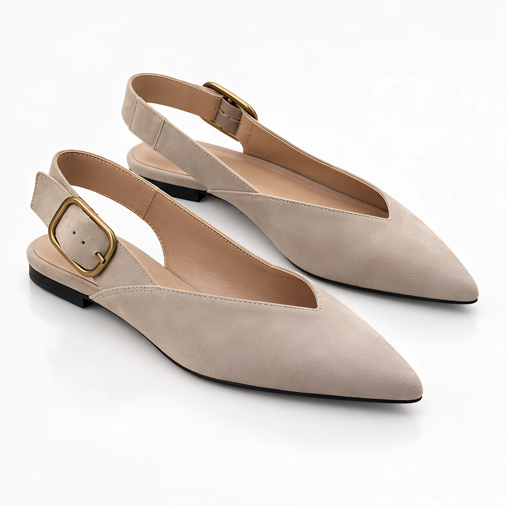 Avensley Women's Pointed-Toe Suede Slingback Flats - Beige - wap - Eric Muller - Image 2