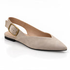 Avensley Women's Pointed-Toe Suede Slingback Flats - Beige - Footwear > Flats > Slingback Flats - Eric Muller - Image 1