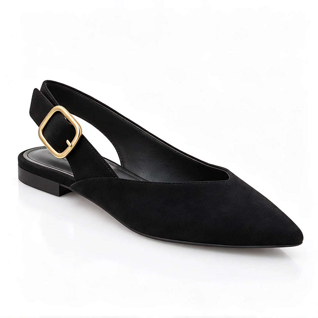Avensley Women's Pointed-Toe Suede Slingback Flats - Black - Footwear > Flats > Slingback Flats - Eric Muller - Image 1