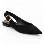 Avensley Women's Pointed-Toe Suede Slingback Flats - Black - Footwear > Flats > Slingback Flats - Eric Muller - Image 1
