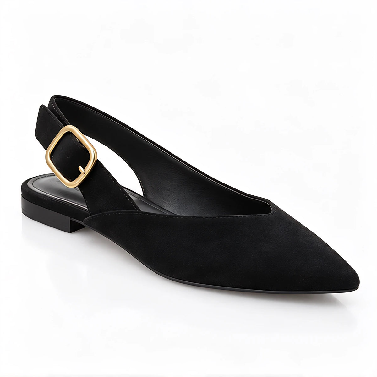 Avensley Women's Pointed-Toe Suede Slingback Flats - Black - Footwear > Flats > Slingback Flats - Eric Muller - Image 1