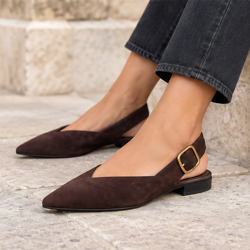 Avensley Women's Pointed-Toe Suede Slingback Flats - Brown - Flats - Eric Muller - Image 4