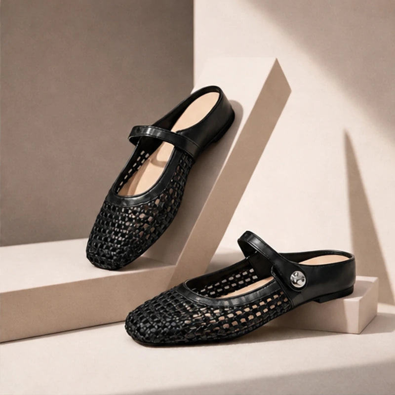 Avessa Orthopedic Mule Flats - Black - Footwear > Flats > Mary Jane Mule Flats - Eric Muller - Image 1