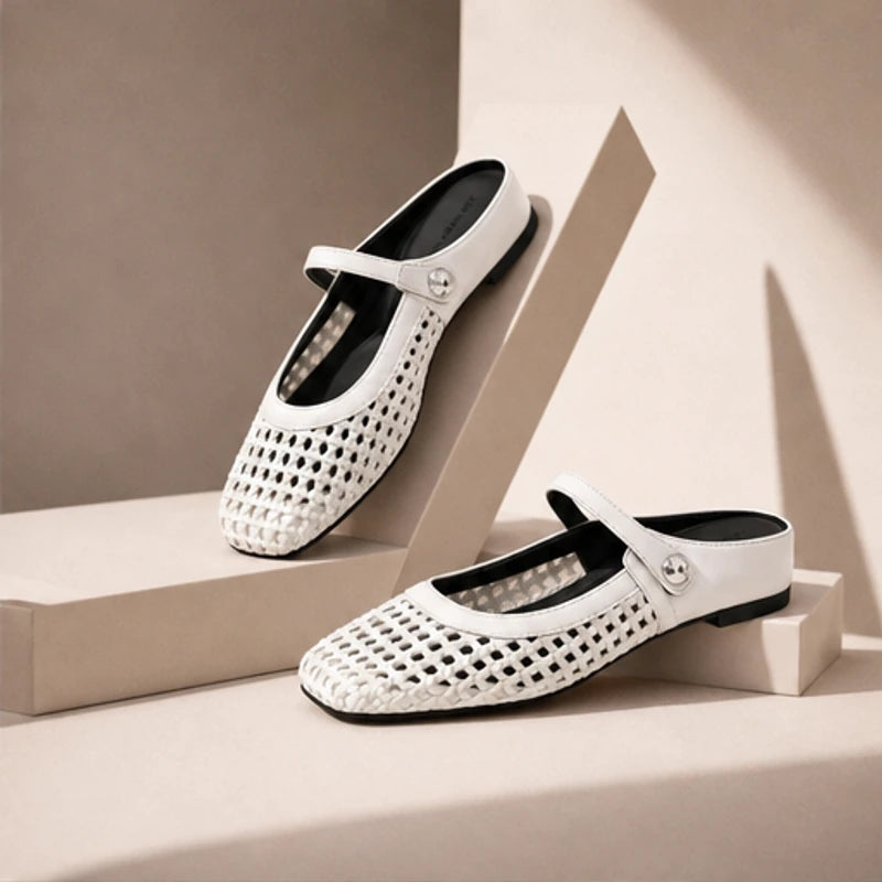 Avessa Orthopedic Mule Flats - White - Footwear > Flats > Mary Jane Mule Flats - Eric Muller - Image 1