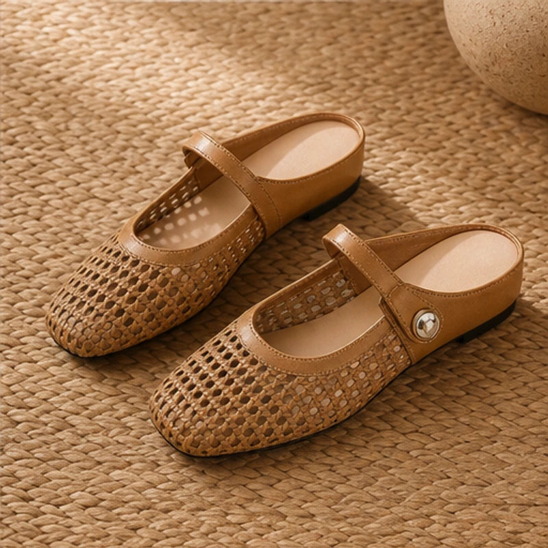 Avessa Orthopedic Mule Flats - Camel - leather flats - Eric Muller - Image 3