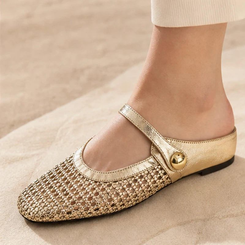 Avessa Orthopedic Mule Flats - Gold - leather flats - Eric Muller - Image 3