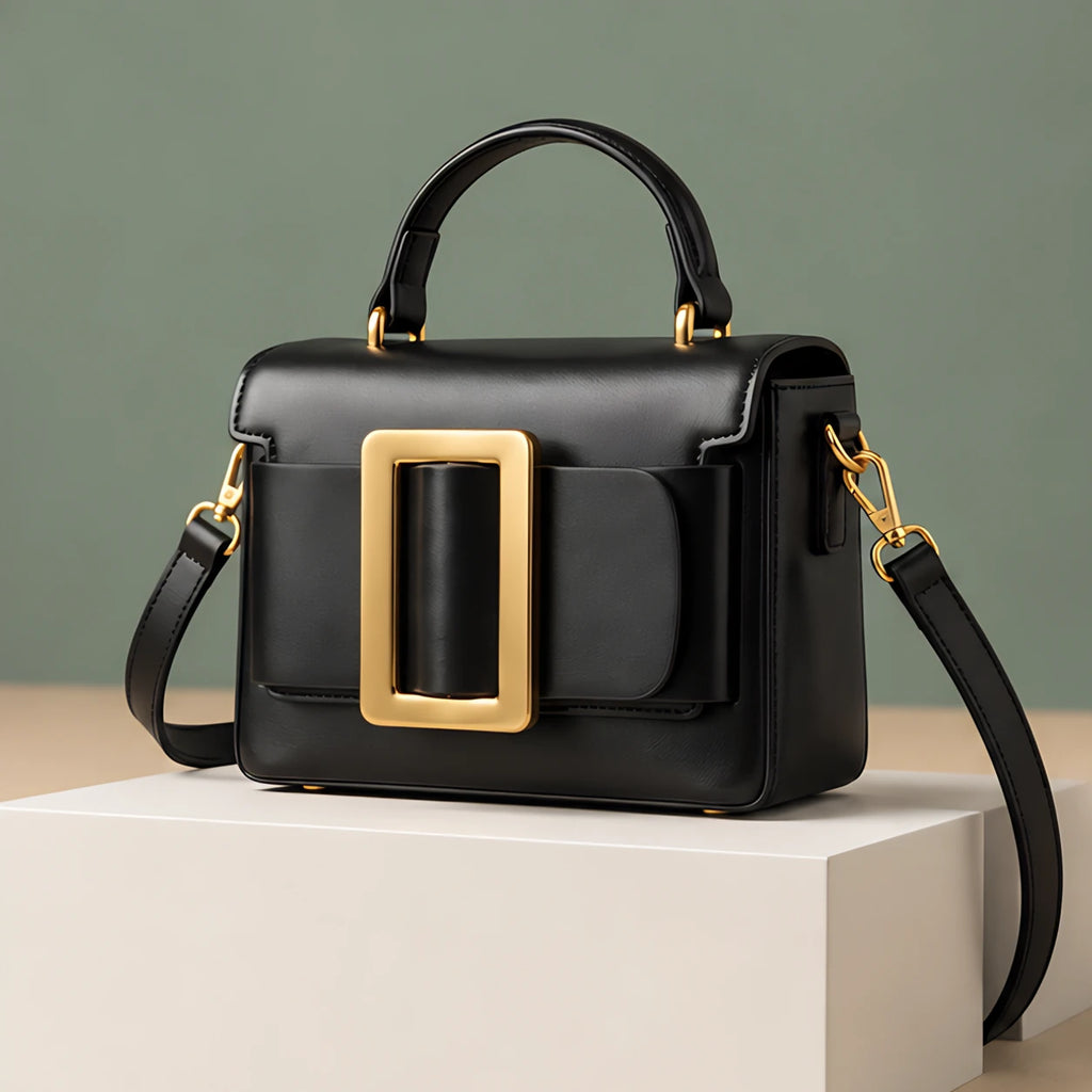 Azelie Women's Glossy Leather Box Crossbody Bag - Black - Women's Accessories > Bags > Crossbody Bags - Eric Muller - Image 2