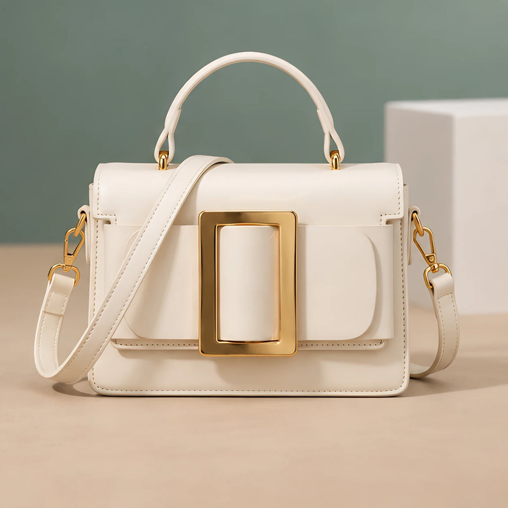 Azelie Women's Glossy Leather Box Crossbody Bag - White - women's accessories - Eric Muller - Image 4