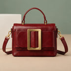 Azelie Women's Glossy Leather Box Crossbody Bag - Burgundy - Women's Accessories > Bags > Crossbody Bags - Eric Muller - Image 2