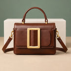 Azelie Women's Glossy Leather Box Crossbody Bag - Brown - women's accessories - Eric Muller - Image 4