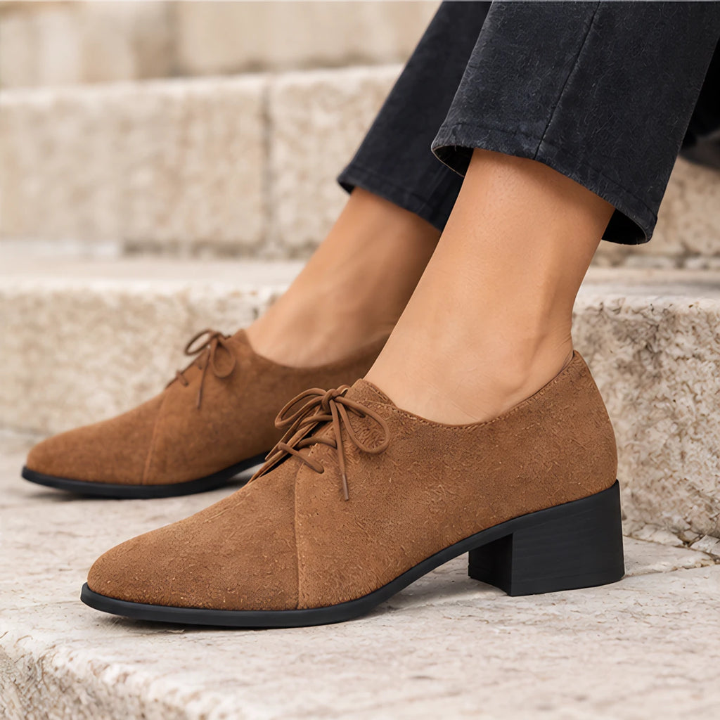 Azura Women's Suede Lace-Up Block Heel Shoes - Brown - Heels - Eric Muller - Image 4