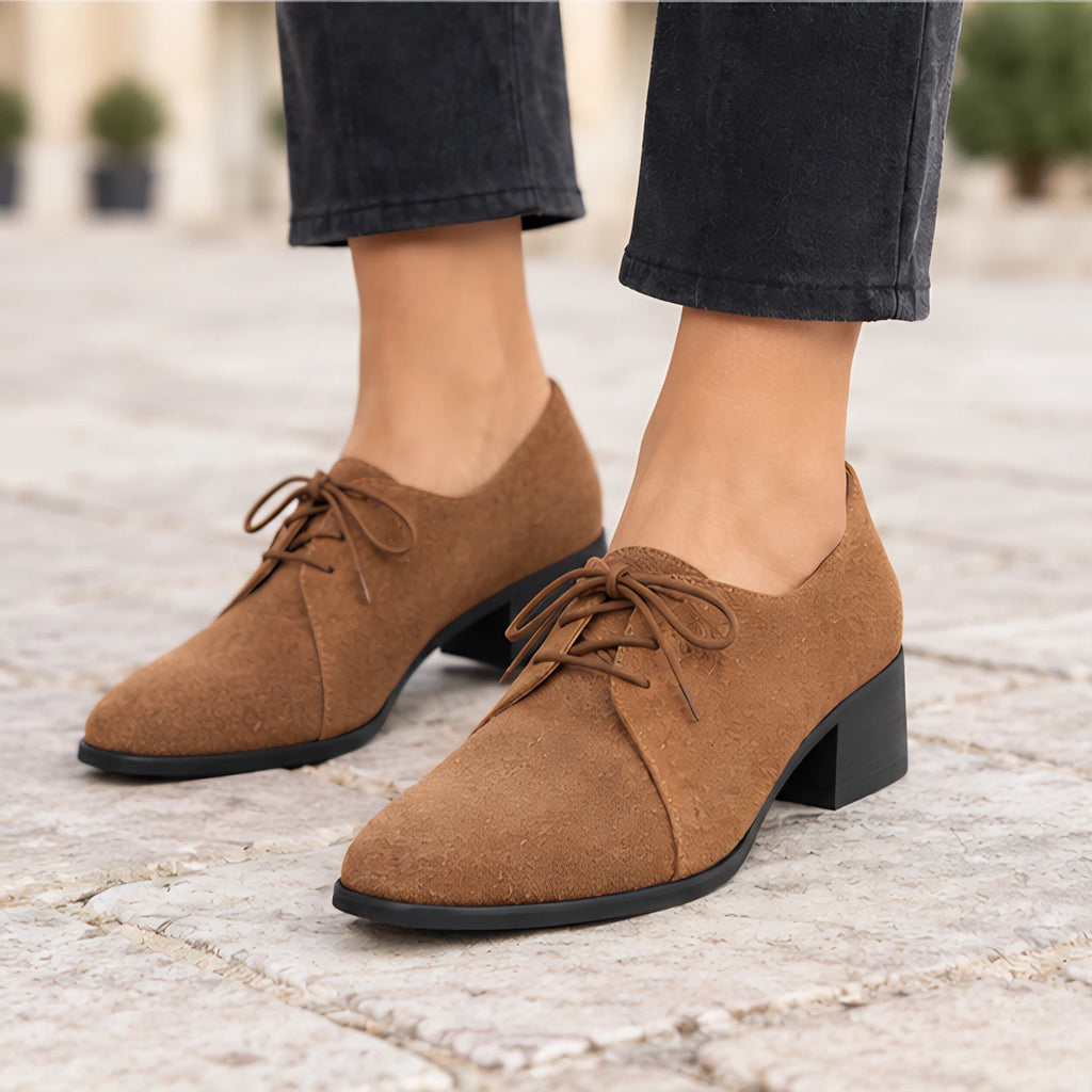 Azura Women's Suede Lace-Up Block Heel Shoes - Brown - wapfoot - Eric Muller - Image 3
