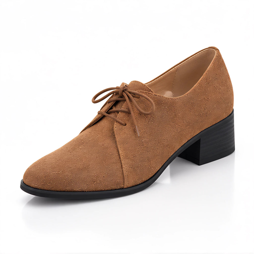 Azura Women's Suede Lace-Up Block Heel Shoes - Brown - Women's Footwear > Heels > Lace-Up Block Heels - Eric Muller - Image 1