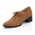 Azura Women's Suede Lace-Up Block Heel Shoes - Brown - Women's Footwear > Heels > Lace-Up Block Heels - Eric Muller - Image 1