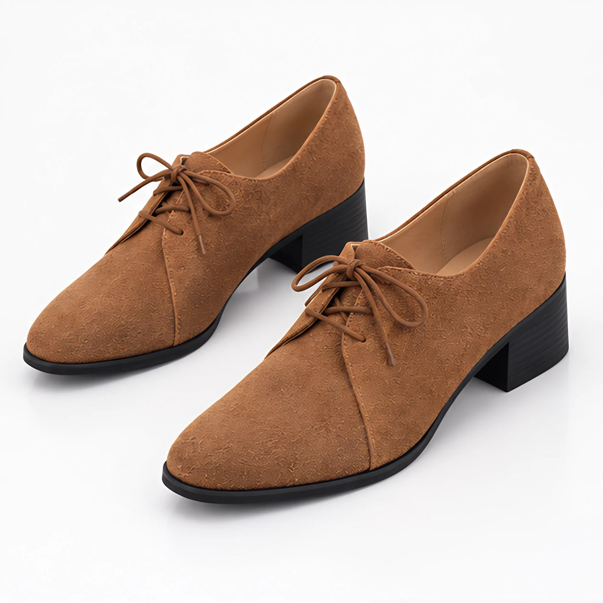 Azura Women's Suede Lace-Up Block Heel Shoes - Brown - wap - Eric Muller - Image 2