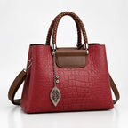 Belen Women's Croc-Embossed Braided-Handle Handbag - Red - Women's Accessories > Bags > Structured Handbags - Eric Muller - Image 1