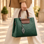 Belen Women's Croc-Embossed Braided-Handle Handbag - Green - Bags | Accessories - Eric Muller - Image 2