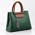 Belen Women's Croc-Embossed Braided-Handle Handbag - Green - Women's Accessories > Bags > Structured Handbags - Eric Muller - Image 1