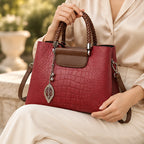 Belen Women's Croc-Embossed Braided-Handle Handbag - Red - Shop All Accessories | Accessories - Eric Muller - Image 3