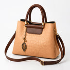 Belen Women's Croc-Embossed Braided-Handle Handbag - Beige - Women's Accessories > Bags > Structured Handbags - Eric Muller - Image 1