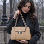 Belladine Structured Quilted Handbag - Beige - Accessories > Handbags > Quilted Handbags - Eric Muller - Image 2