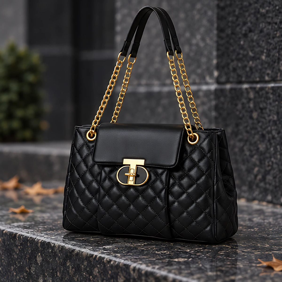 Belladine Structured Quilted Handbag - Charcoal - Accessories > Handbags > Quilted Handbags - Eric Muller - Image 2