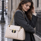 Belladine Structured Quilted Handbag - Pearl - Accessories > Handbags > Quilted Handbags - Eric Muller - Image 1