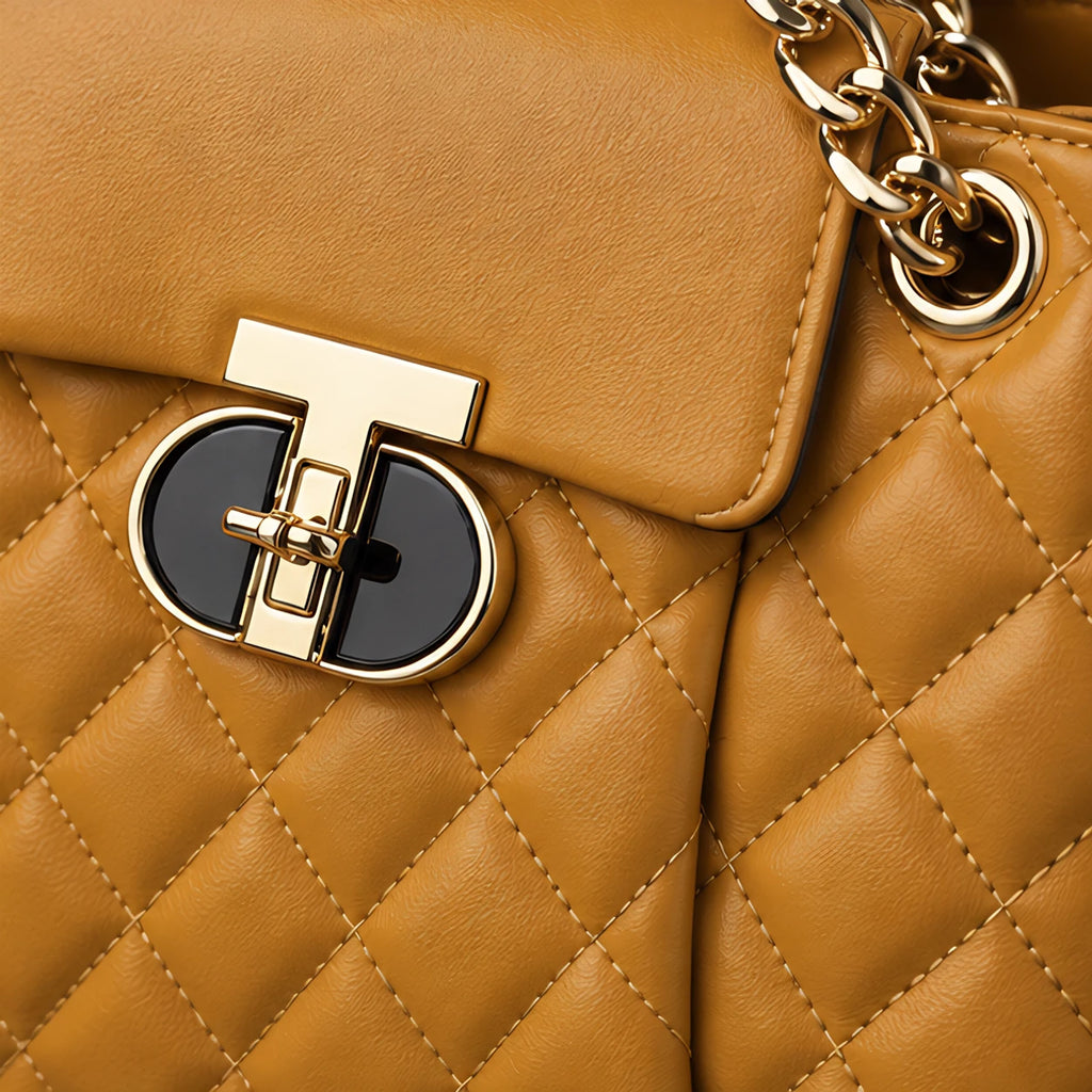Belladine Structured Quilted Handbag - Sienna Brown - accessories - Eric Muller - Image 3