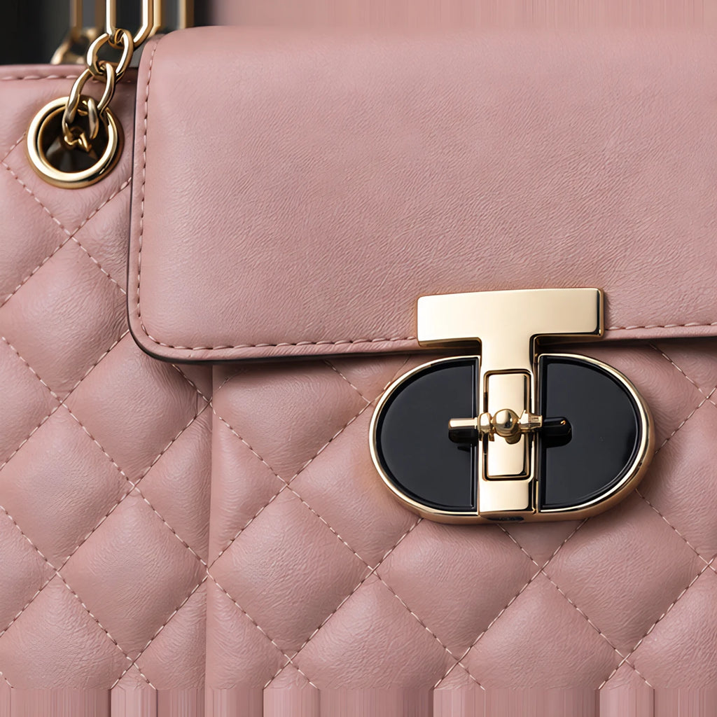 Belladine Structured Quilted Handbag - Rose Pink - handbags - Eric Muller - Image 4