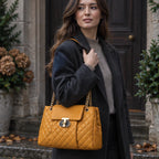 Belladine Structured Quilted Handbag - Sienna Brown - Accessories > Handbags > Quilted Handbags - Eric Muller - Image 1