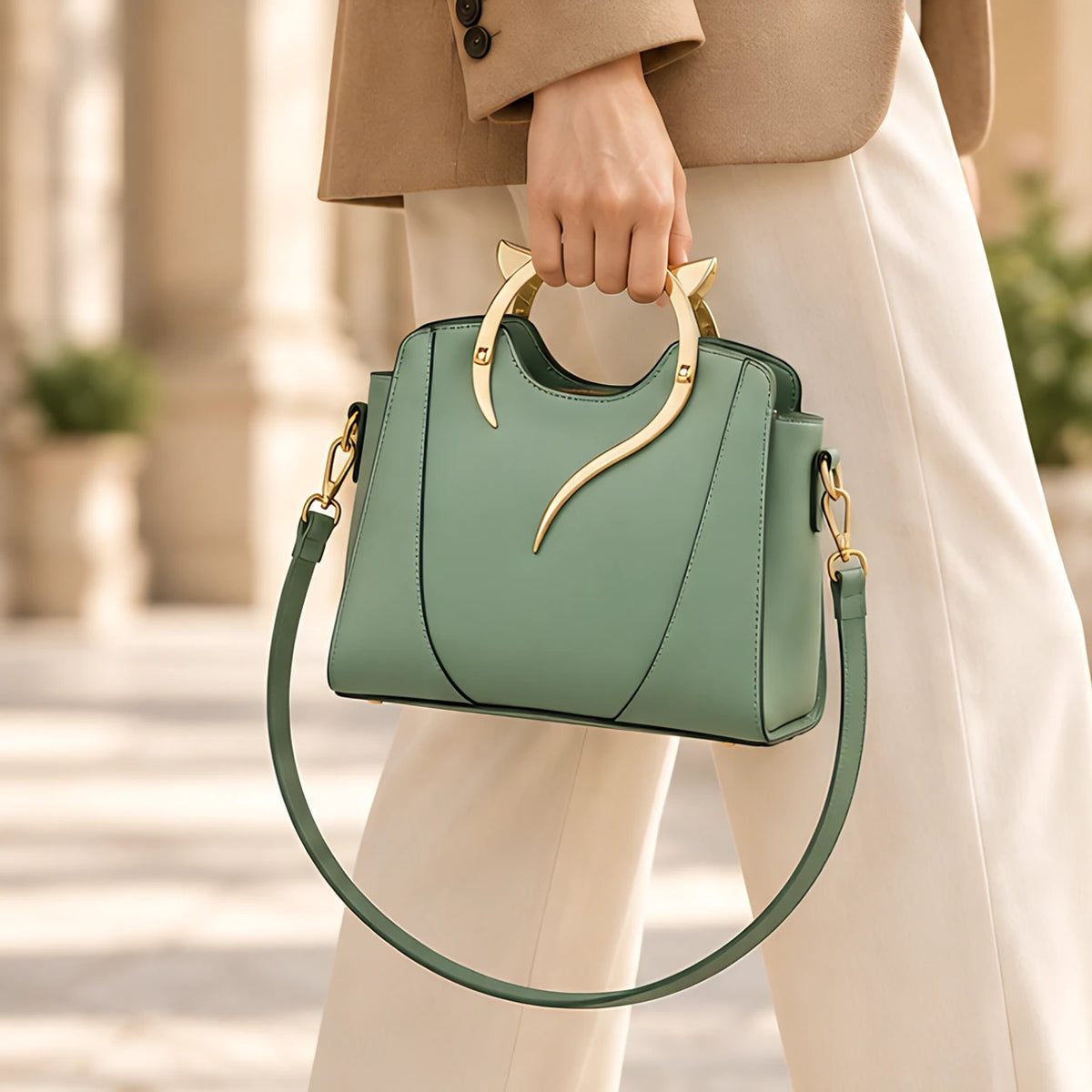Bellatrix Women's Feline Top-Handle Crossbody Handbag - Green - male - Eric Muller - Image 3