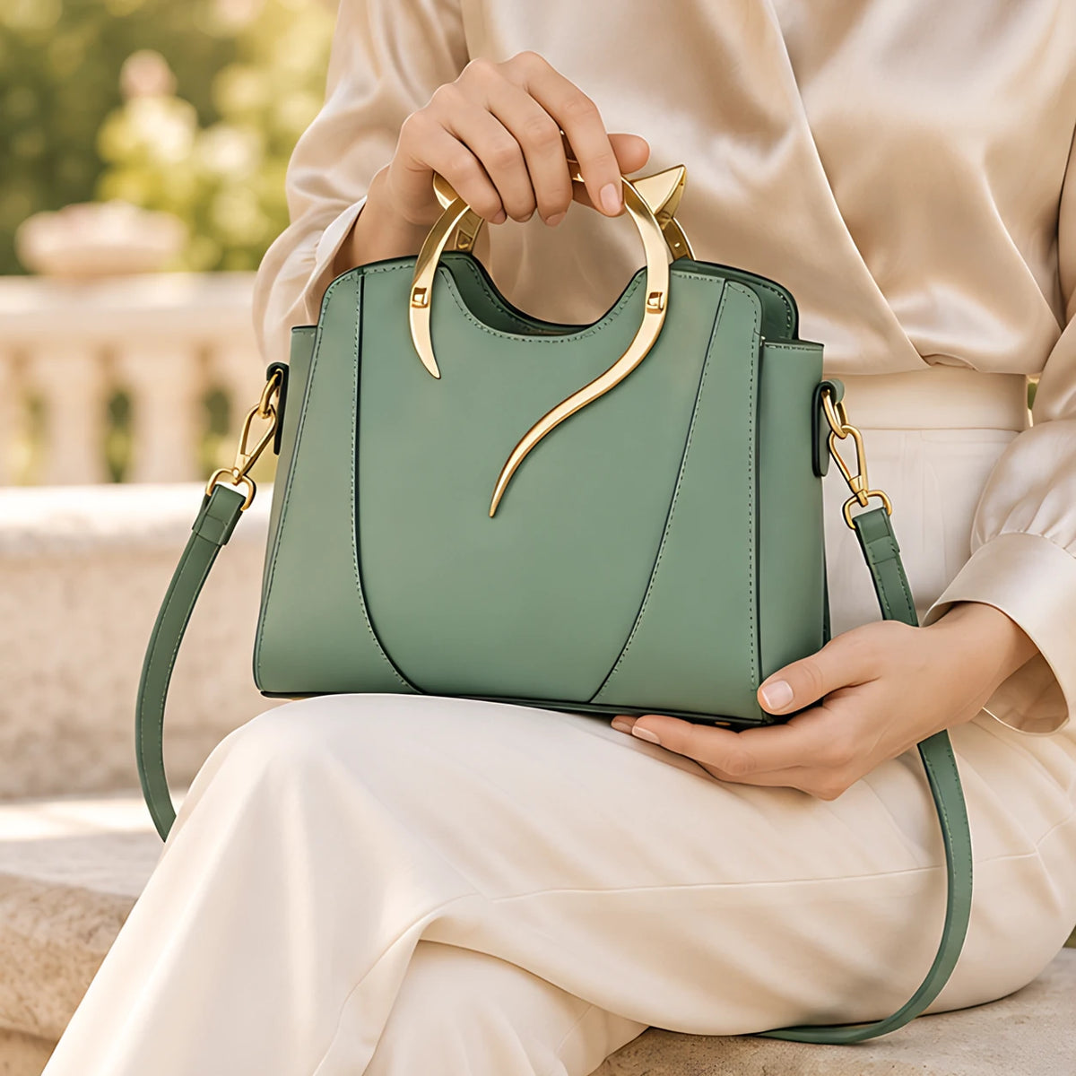Bellatrix Women's Feline Top-Handle Crossbody Handbag - Green - female - Eric Muller - Image 4