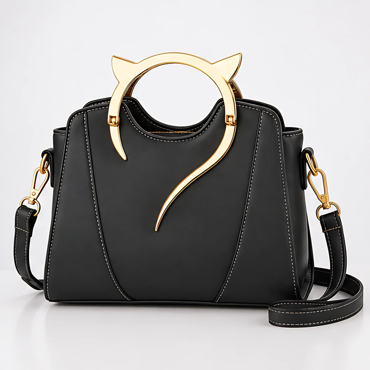 Bellatrix Women's Feline Top-Handle Crossbody Handbag - Black - unisex - Eric Muller - Image 2