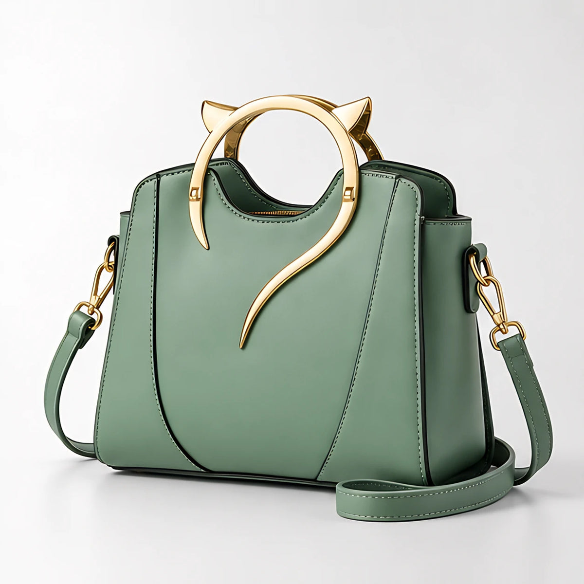 Bellatrix Women's Feline Top-Handle Crossbody Handbag - Green - Accessories > Handbags > Crossbody Handbags - Eric Muller - Image 1