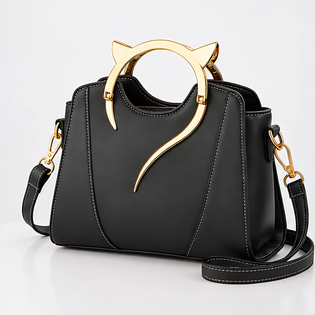 Bellatrix Women's Feline Top-Handle Crossbody Handbag - Black - Accessories > Handbags > Crossbody Handbags - Eric Muller - Image 1