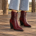 Bellerose Women's Croc-Embossed Western Boots - Wine Red - Women's Footwear > Boots > Western Boots - Eric Muller - Image 1