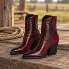 Bellerose Women's Croc-Embossed Western Boots - Wine Red - ankle boots - Eric Muller - Image 2