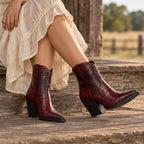 Bellerose Women's Croc-Embossed Western Boots - Wine Red - boots - Eric Muller - Image 3