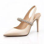 Bellora Women's Satin Slingback Stiletto Pumps - Gold - Women's Footwear > Heels > Slingback Pumps - Eric Muller - Image 1