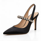 Bellora Women's Satin Slingback Stiletto Pumps - Black - Women's Footwear > Heels > Slingback Pumps - Eric Muller - Image 1