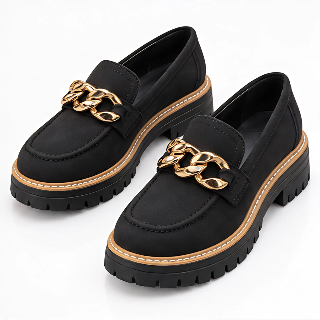 Blythe Women's Chunky Platform Suede Loafers - Black - wap - Eric Muller - Image 2