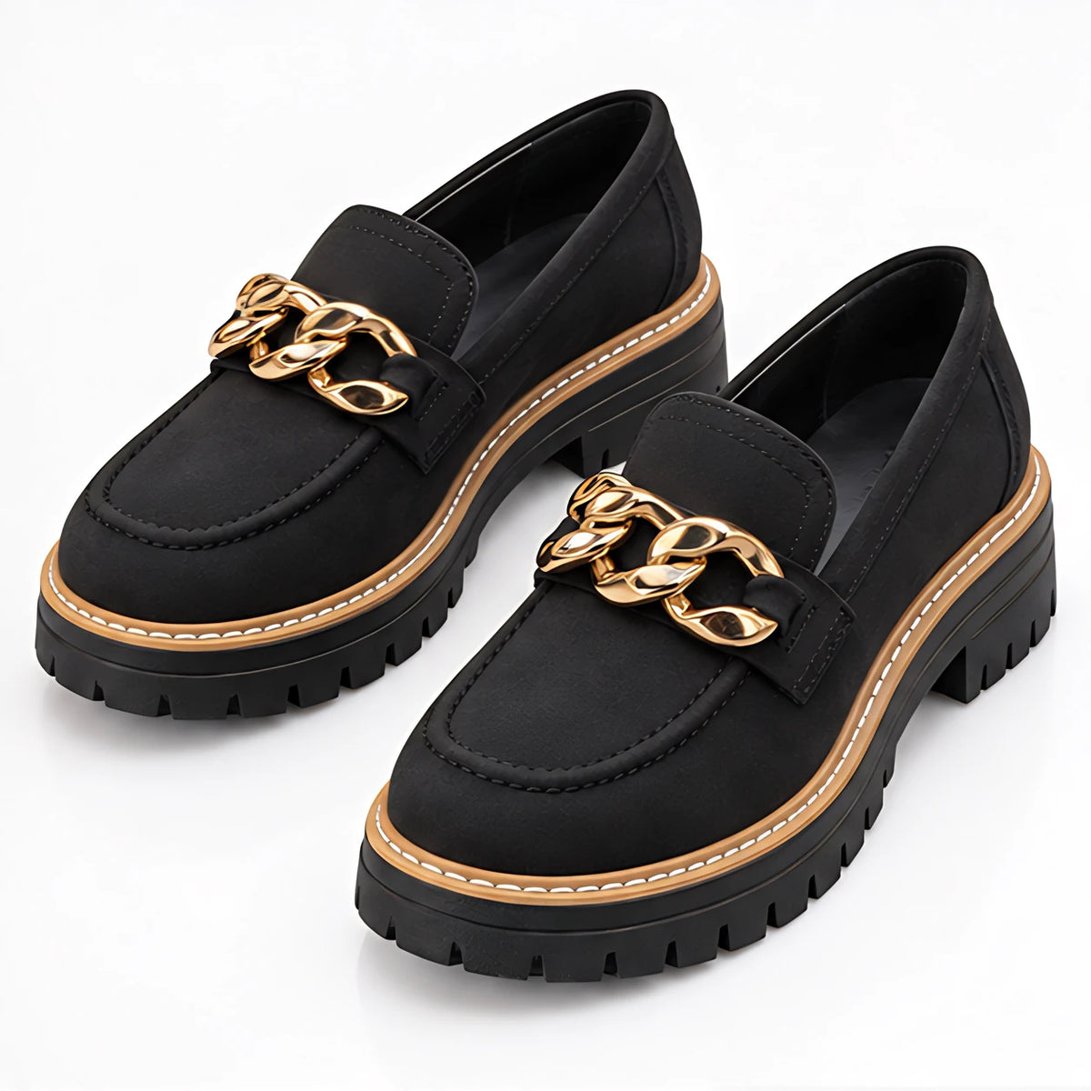 Blythe Women's Chunky Platform Suede Loafers - Black - wap - Eric Muller - Image 2