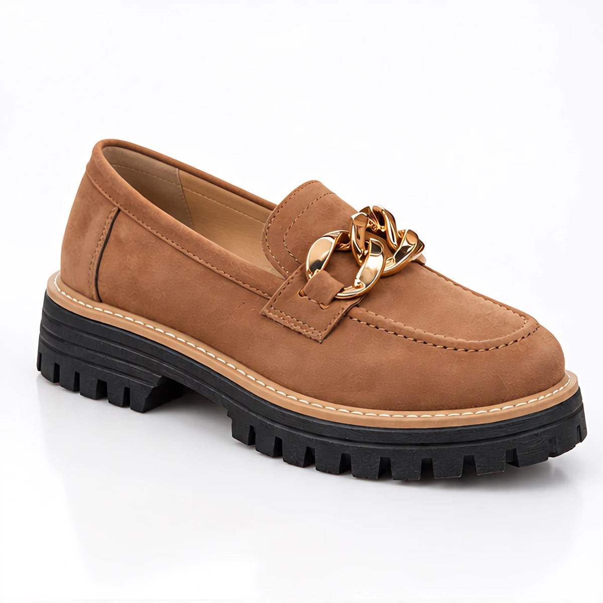Blythe Women's Chunky Platform Suede Loafers - Brown - Footwear > Loafers > Platform Loafers - Eric Muller - Image 1