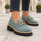 Blythe Women's Chunky Platform Suede Loafers - Green - wapfoot - Eric Muller - Image 3