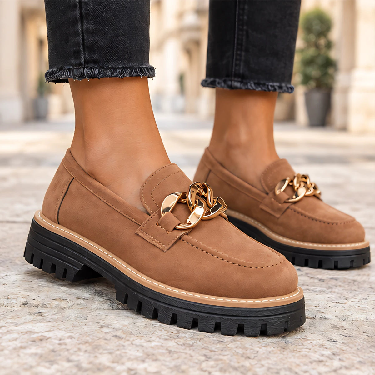 Blythe Women's Chunky Platform Suede Loafers - Brown - wapfoot - Eric Muller - Image 3