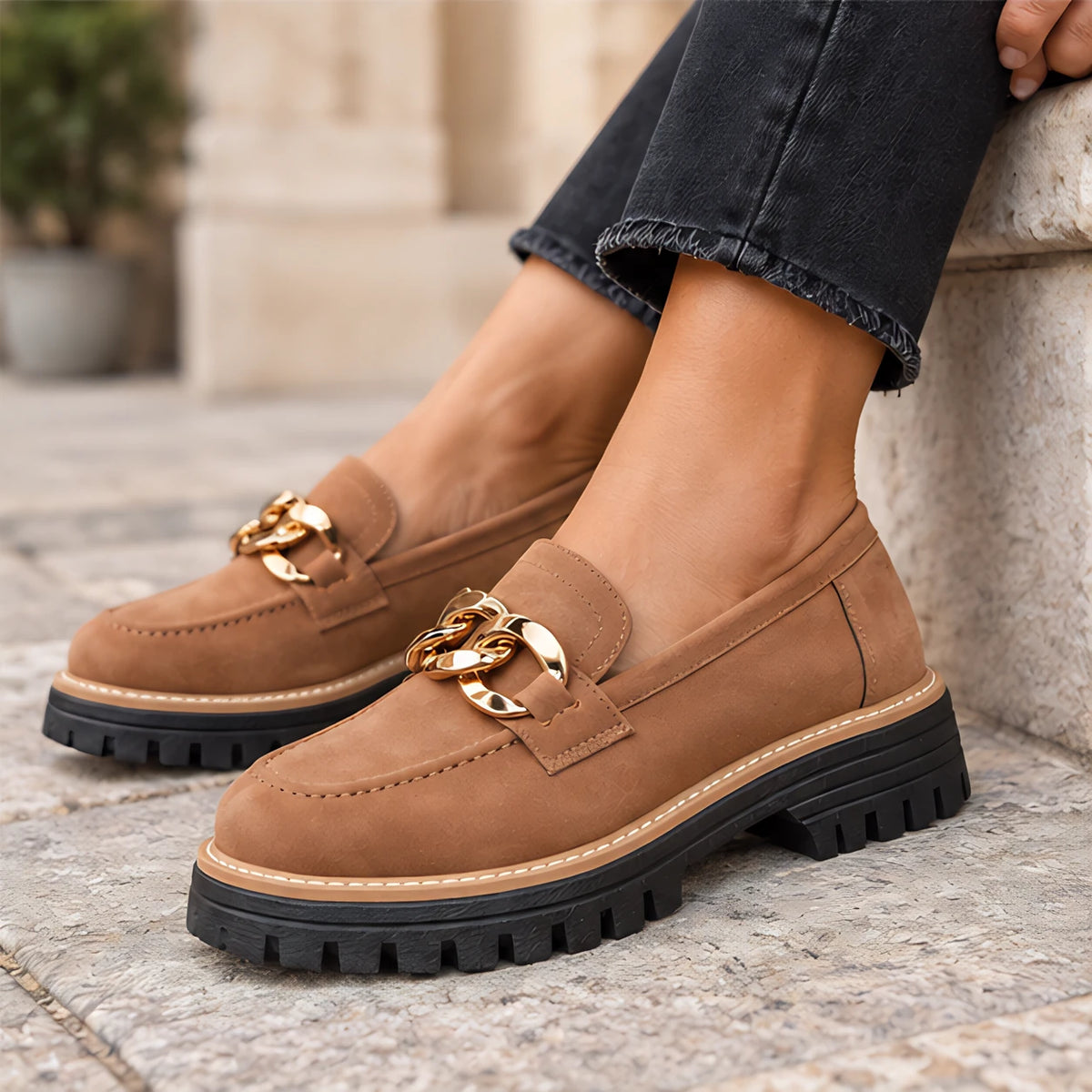 Blythe Women's Chunky Platform Suede Loafers - Brown - Flats - Eric Muller - Image 4