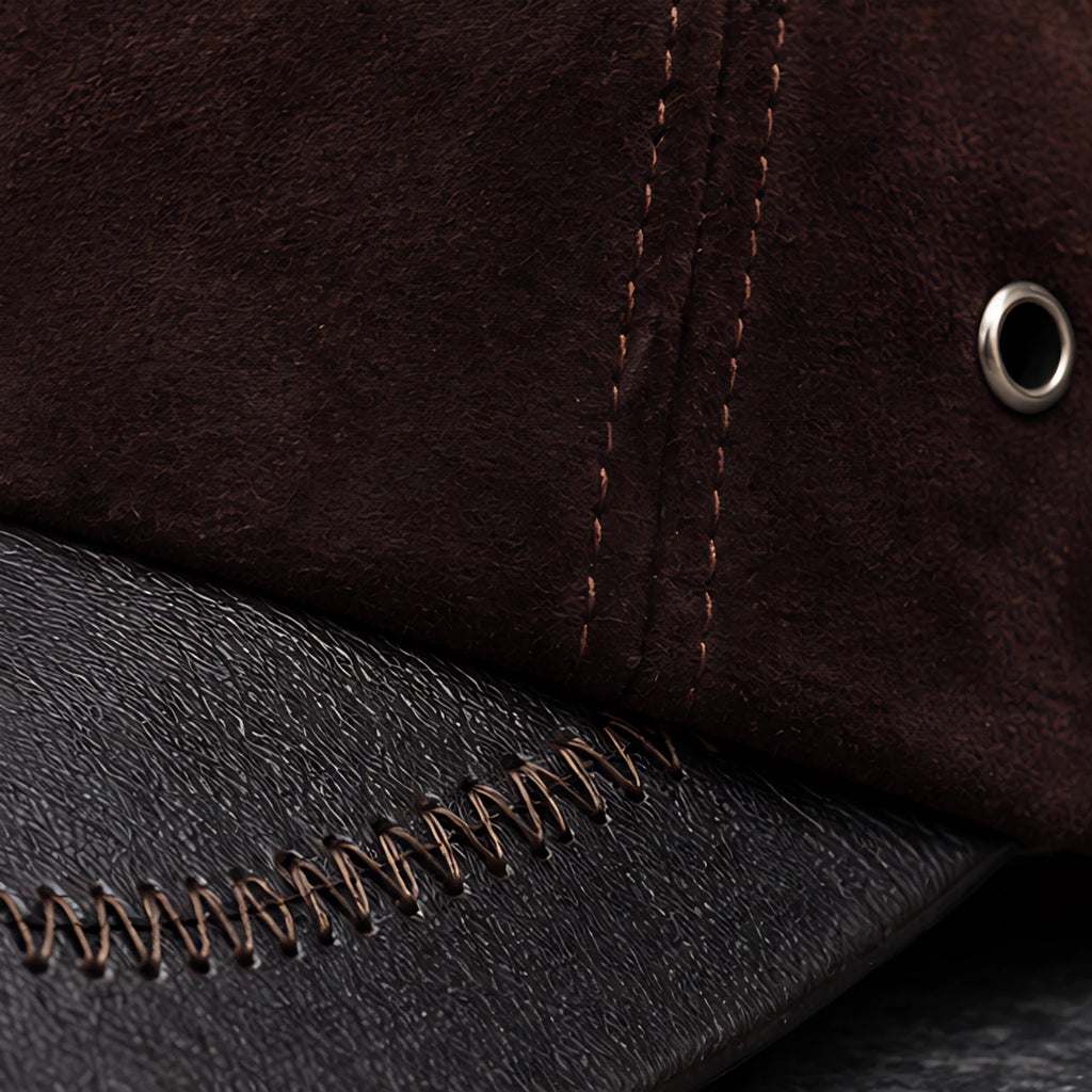 Bramwell Men's Genuine Leather Baseball Cap - Dark Brown - male - Eric Muller - Image 3