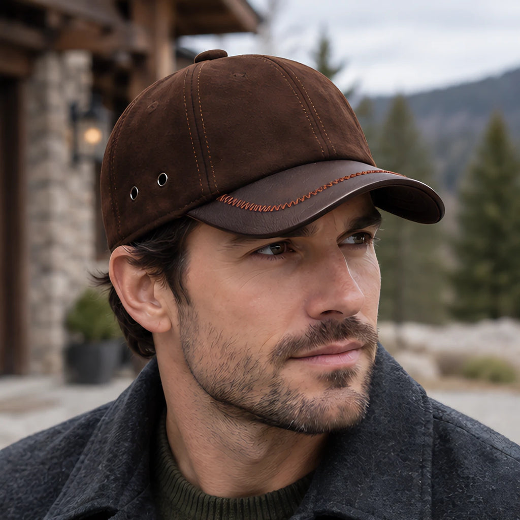 Bramwell Men's Genuine Leather Baseball Cap - Brown - Accessories > Hats > Baseball Caps - Eric Muller - Image 1