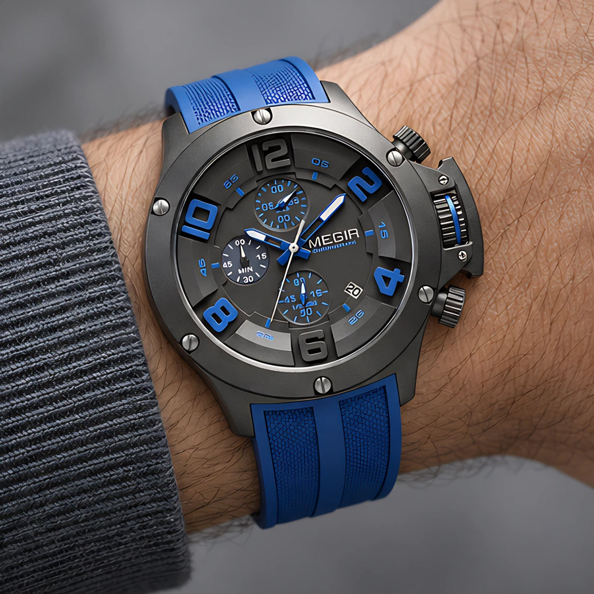 Bravik Men's Chronograph Watch 47mm - Royal Blue - male - Eric Muller - Image 3